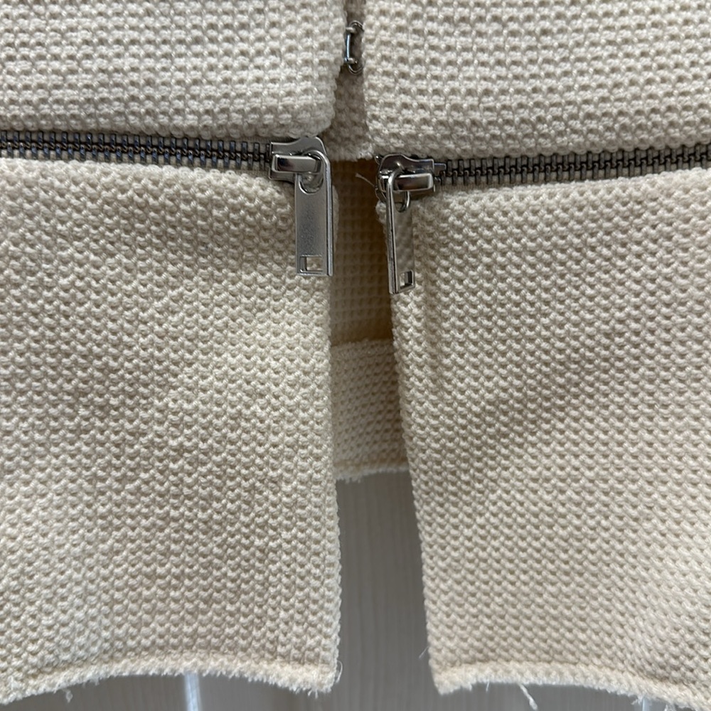 Zara jacket removable Woven Knit Peplum hem tweed blazer size Medium - Picture 6 of 10
